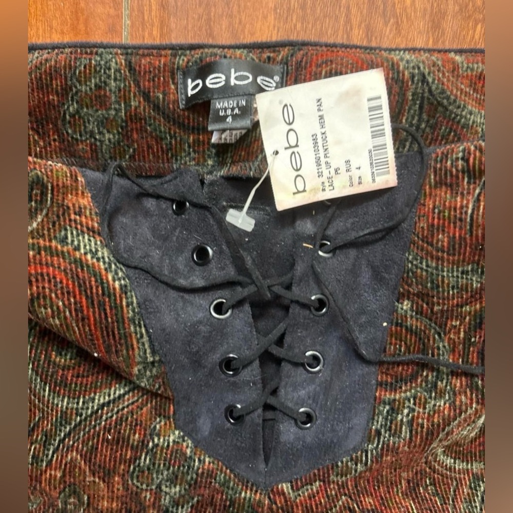 Vintage Bebe Paisley Bell Bottom Flare Pants NWT - Picture 3 of 5